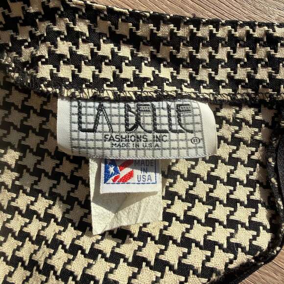 Vintage La Belle Black & White Houndstooth Maxi Dress - Picture 2 of 7